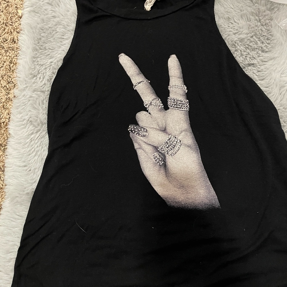 Rhinestone peace tank top